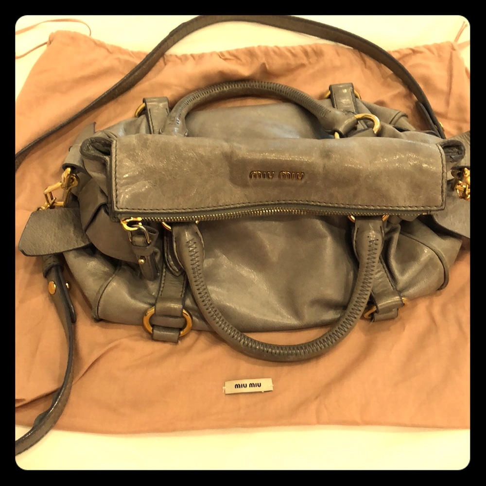 Miu Miu PRADA Vitello Lux mini bow satchel